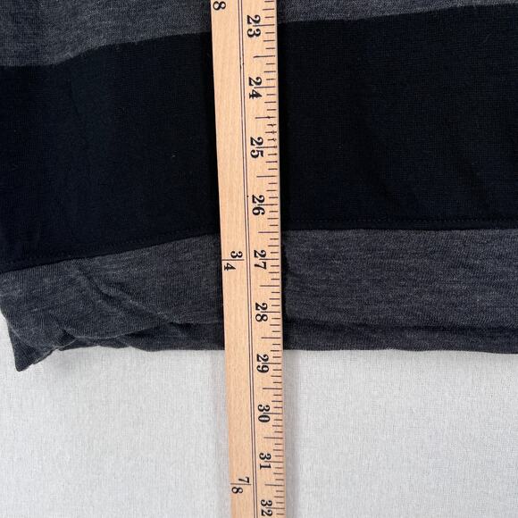 THEORY Ingora Underline Wool Sweater Black Gray Striped V-neck Button Detail - Picture 13 of 13